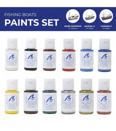 FISHING AND TUG BOATS PAINTS SET (12 x 20 ml)